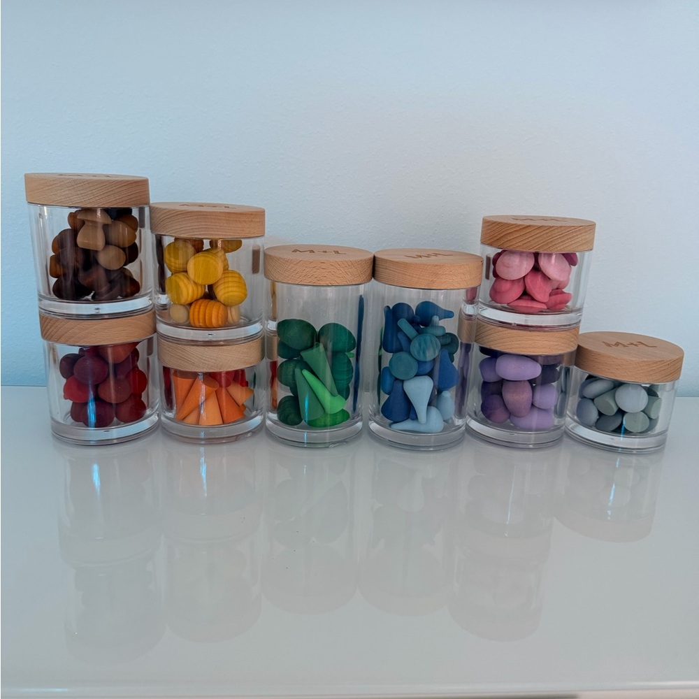 Grapat Mandala Sets in Maple and Lark Jars - Wooden Montessori Toys for Kids